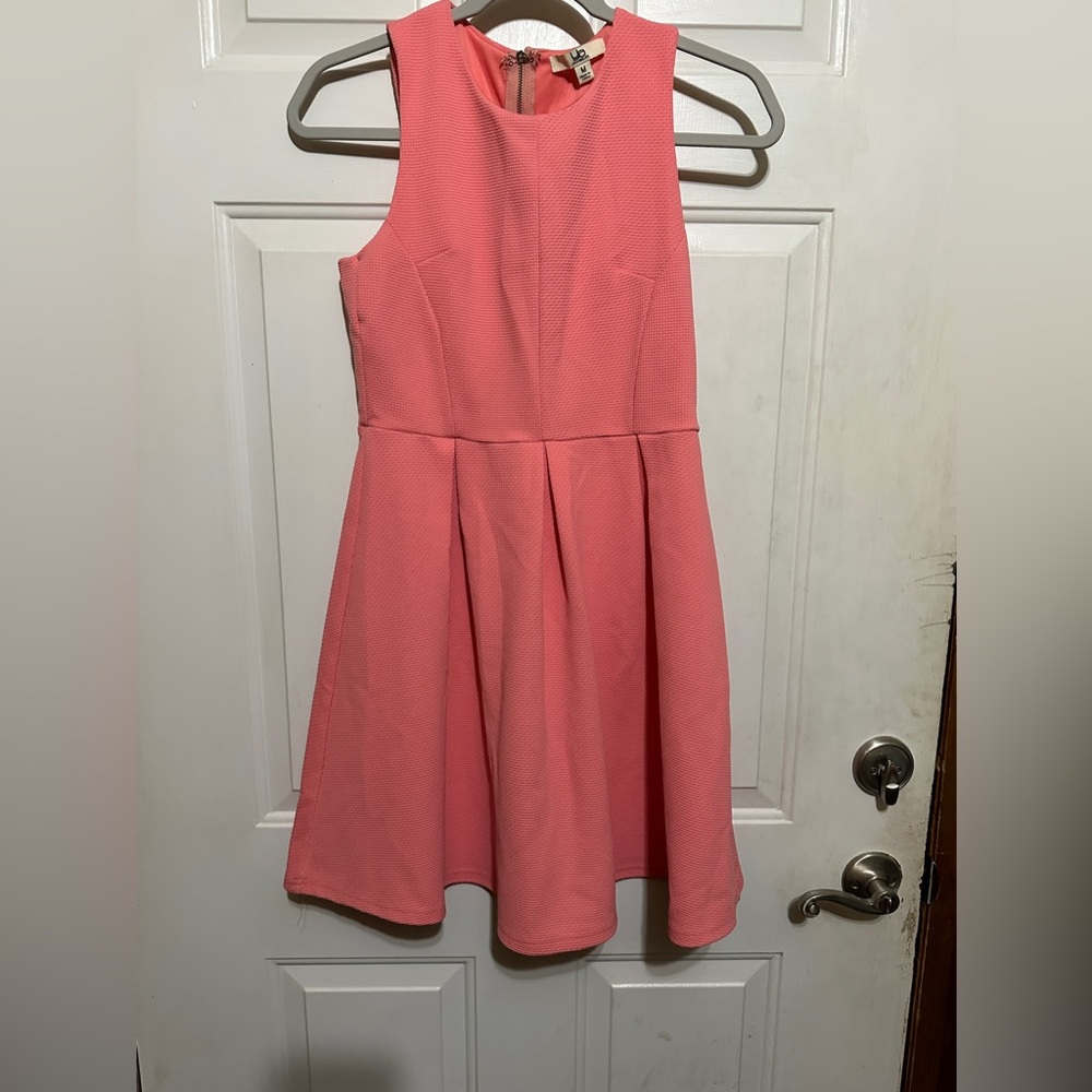 Ya Los Angeles Sz Medium A-Line Dress Coral‎ Cotton Blend  Sleeveless EUC